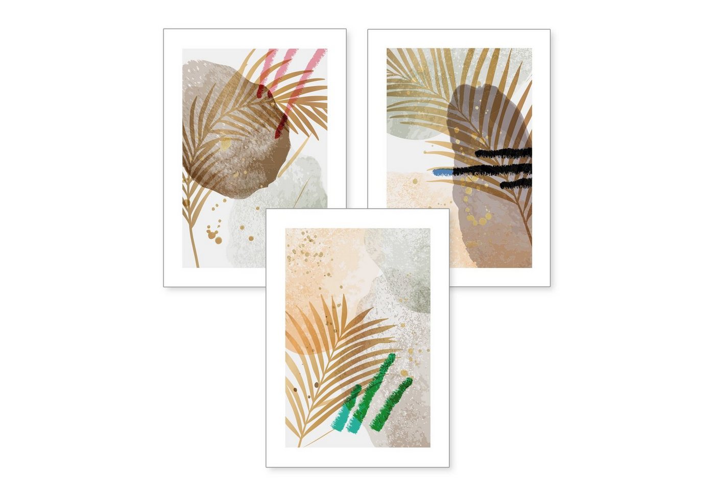Kreative Feder Poster Abstrakt Floral, Natur (Set, 3 St), 3-teiliges Poster-Set, Wandbild, optional mit Rahmen, DIN A4 oder A3 von Kreative Feder