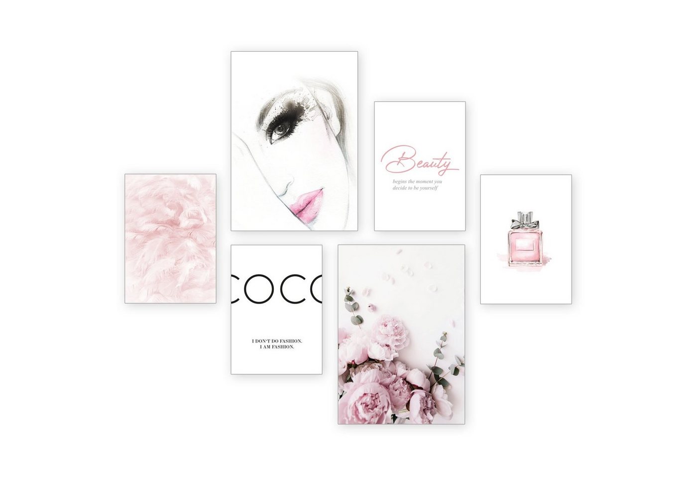 Kreative Feder Poster Beauty, Beauty (Set, 6 St), 6-teiliges Poster-Set, Wandbild, Posterwand, optional mit Rahmen von Kreative Feder