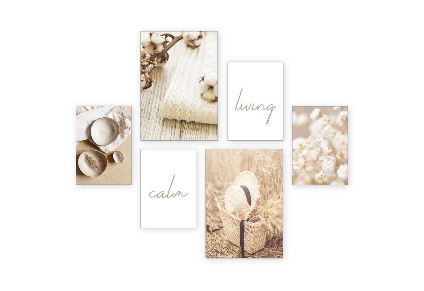 Kreative Feder Poster Calm, Natur (Set, 6 St), 6-teiliges Poster-Set, Wandbild, Posterwand, optional mit Rahmen von Kreative Feder