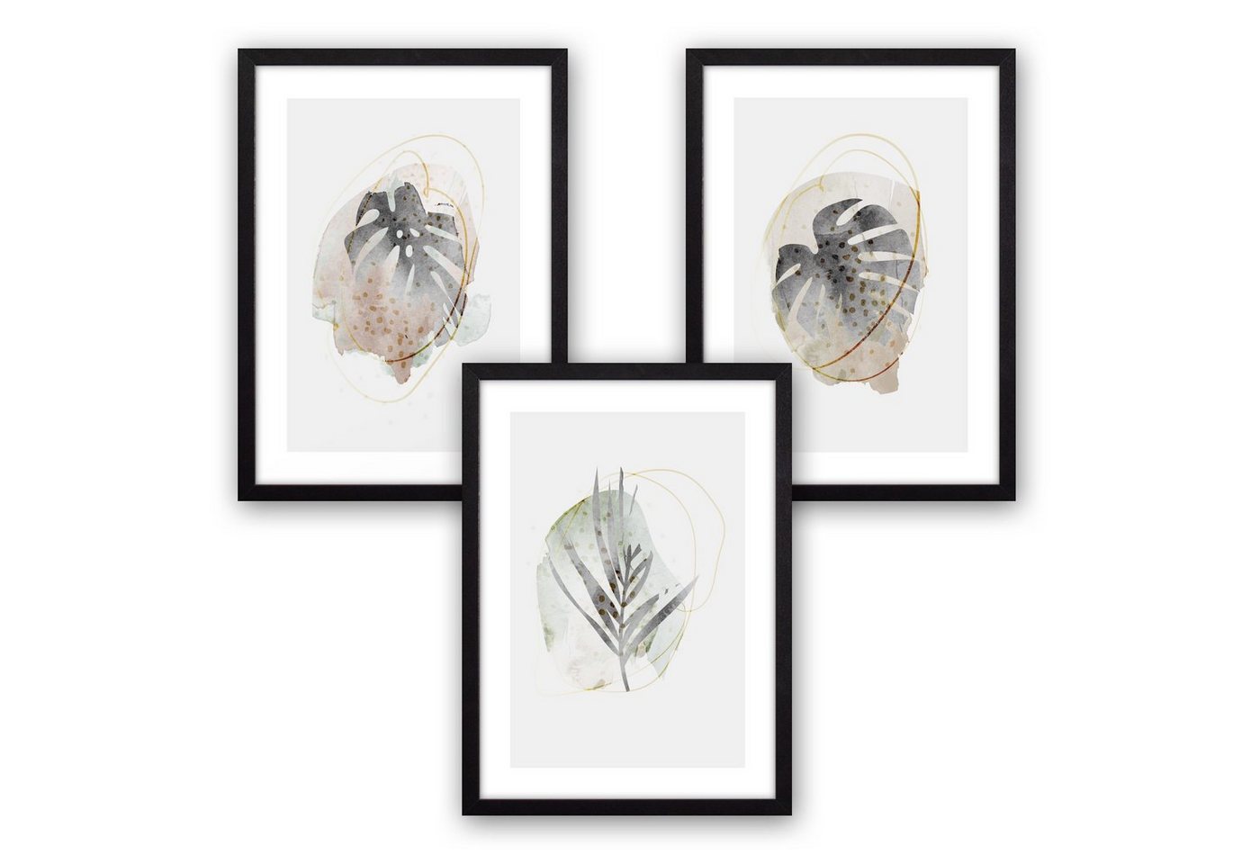 Kreative Feder Poster Floral Natur, Natur (Set, 3 St), 3-teiliges Poster-Set, Wandbild, optional mit Rahmen, DIN A4 oder A3 von Kreative Feder