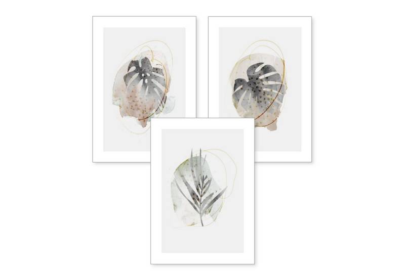 Kreative Feder Poster Floral Natur, Natur (Set, 3 St), 3-teiliges Poster-Set, Wandbild, optional mit Rahmen, DIN A4 oder A3 von Kreative Feder