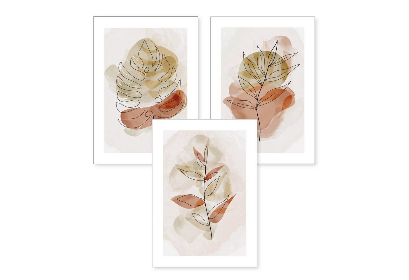 Kreative Feder Poster Herbstblätter, Natur (Set, 3 St), 3-teiliges Poster-Set, Wandbild, optional mit Rahmen, DIN A4 oder A3 von Kreative Feder