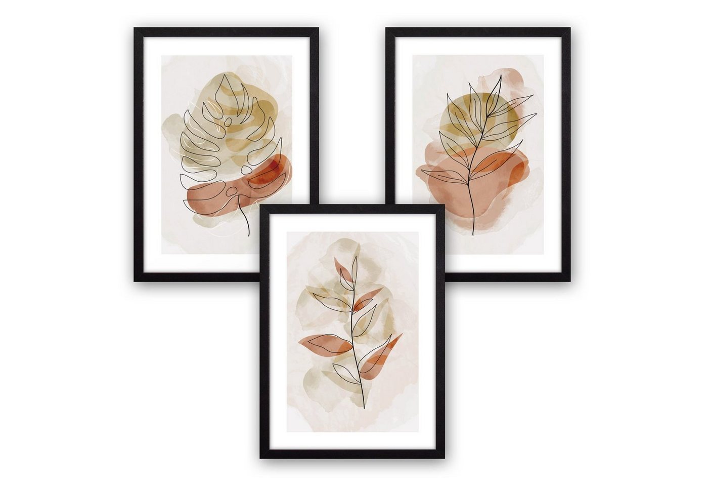 Kreative Feder Poster Herbstblätter, Natur (Set, 3 St), 3-teiliges Poster-Set, Wandbild, optional mit Rahmen, DIN A4 oder A3 von Kreative Feder