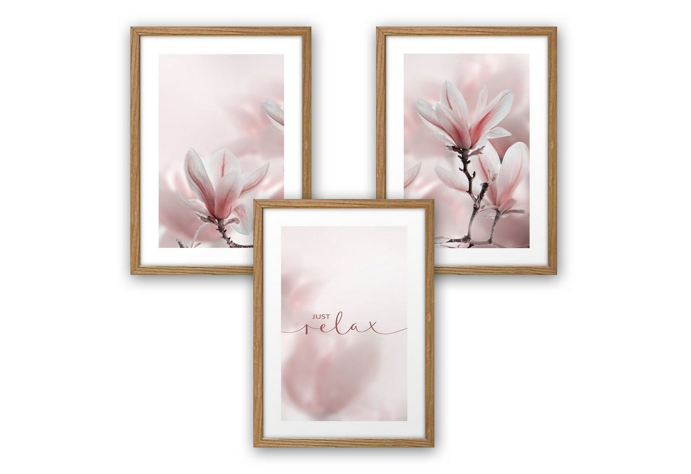 Kreative Feder Poster Premium Set 3-teilig „Magnolie“ optional mit Rahmen, Blumen (Set, 3 St), optional mit Rahmen, wahlweise DIN A4 oder DIN A3 von Kreative Feder