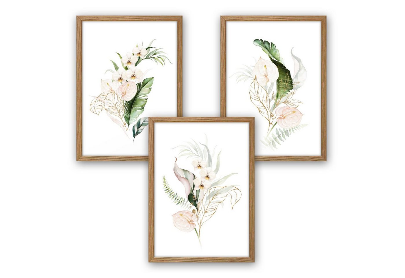 Kreative Feder Poster Weiße Orchideen, Blumen (Set, 3 St), 3-teiliges Poster-Set, Kunstdruck, Wandbild, optional mit Rahmen, wahlw. in DIN A4 / A3, 3-WP002 von Kreative Feder