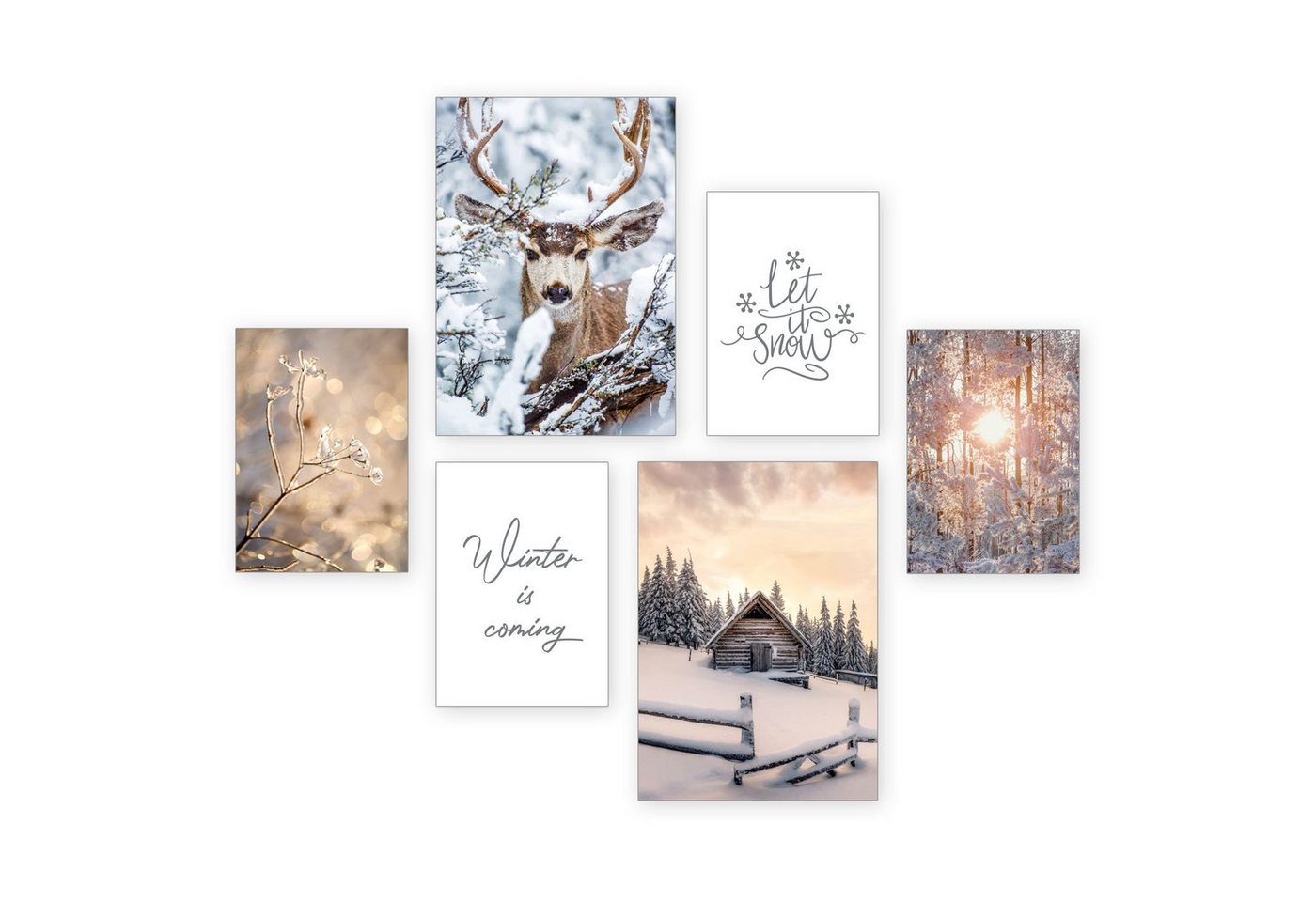 Kreative Feder Poster Winter, Natur (Set, 6 St), 6-teiliges Poster-Set, Kunstdruck, Wandbild, Posterwand, Bilderwand, optional mit Rahmen, WP514 von Kreative Feder