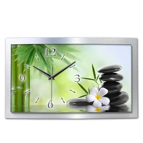 Kreative Feder 3D Designer-Wanduhr Relax Blüte in modernem Metallic-Design; leise Funkuhr mit Motiv in Zwei Größen (Relax, 80x40cm; leises Funkuhrwerk) von Kreative Feder