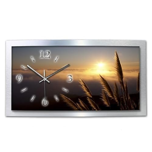 Kreative Feder 3D Designer-Wanduhr Relax Chill Out in modernem Metallic-Design; leise Funkuhr mit Motiv wahlweise in Zwei Größen (Chill Out, 80x40cm; leises Funkuhrwerk) von Kreative Feder