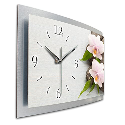 Kreative Feder Rosa Blüte Orchidee Natur Wellness Entspannung 3D XXL Designer leise Funk Wanduhr Funkuhr modernes Design WAA044FL (80x40cm) von Kreative Feder