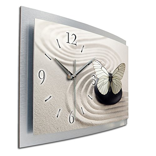 Kreative Feder Schmetterling Natur Wellness Entspannung 3D XXL Designer leise Funk Motiv Wanduhr Funkuhr Wandbild modernes Design WAA046FL (50x30cm) von Kreative Feder