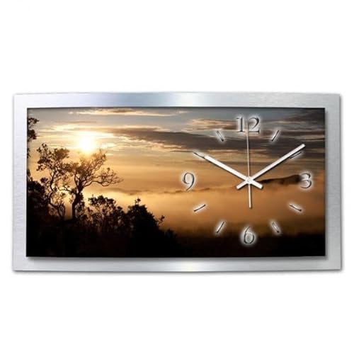 Kreative Feder 3D Designer-Wanduhr Sonnenaufgang in modernem Metallic-Design; leise Wanduhr mit Motiv wahlweise in Zwei Größen von Kreative Feder