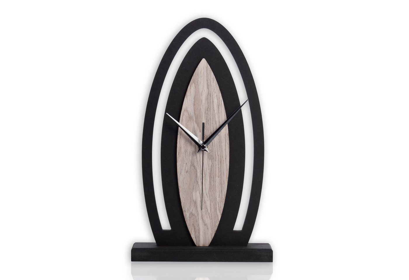 Kreative Feder Standuhr Holz-Tischuhr mit stilvollen Akzenten aus Echtholzfurnier & Aluminium, Handarbeit Made in Germany, Hergestellt in Deutschland von Kreative Feder