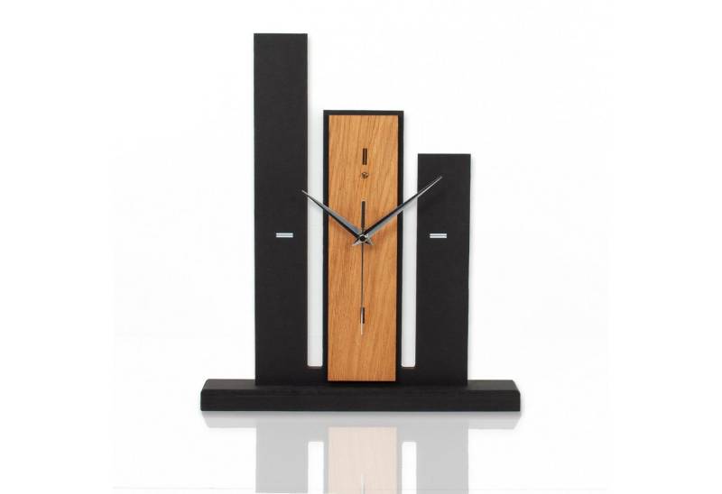Kreative Feder Standuhr Standuhr „Stairs“ aus Holz schwarze Tisch-Uhr ohne Ticken, Tisch-Standuhr aus MDF in modernem Look mit exklusiver Applikation von Kreative Feder