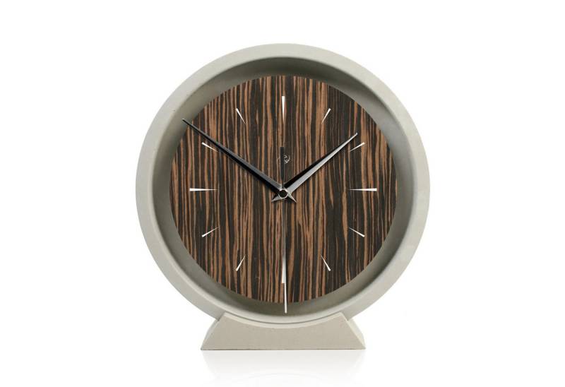 Kreative Feder Standuhr Tischuhr aus Beton im Industrial Look mit exklusivem Echtholzdekor, Minimalistische Deko-Uhr mit flüsterleisem Uhrwerk (Funk o. Quarz) von Kreative Feder