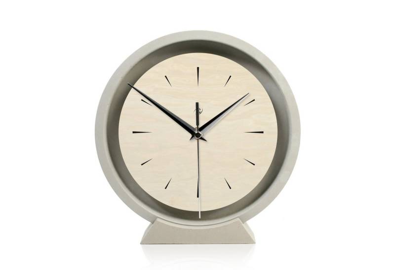 Kreative Feder Standuhr Tischuhr aus Beton im Industrial Look mit exklusivem Echtholzdekor, Minimalistische Deko-Uhr mit flüsterleisem Uhrwerk (Funk o. Quarz) von Kreative Feder
