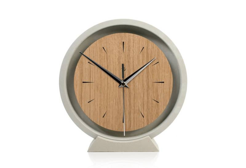 Kreative Feder Standuhr Tischuhr aus Beton im Industrial Look mit exklusivem Echtholzdekor, Minimalistische Deko-Uhr mit flüsterleisem Uhrwerk (Funk o. Quarz) von Kreative Feder
