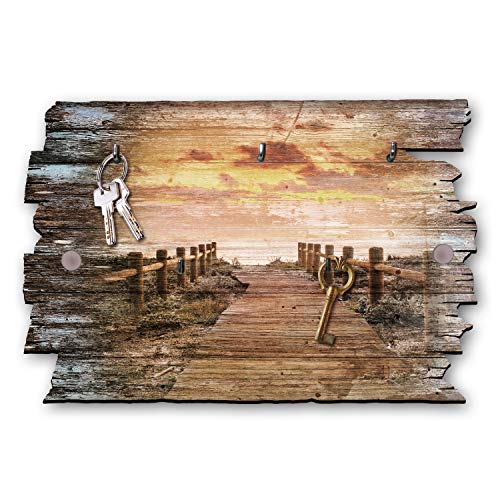 Kreative Feder Steg zum Meer Designer Schlüsselbrett, Hakenleiste Landhaus Style, Shabby aus Holz 30x20cm, HSB116 von Kreative Feder
