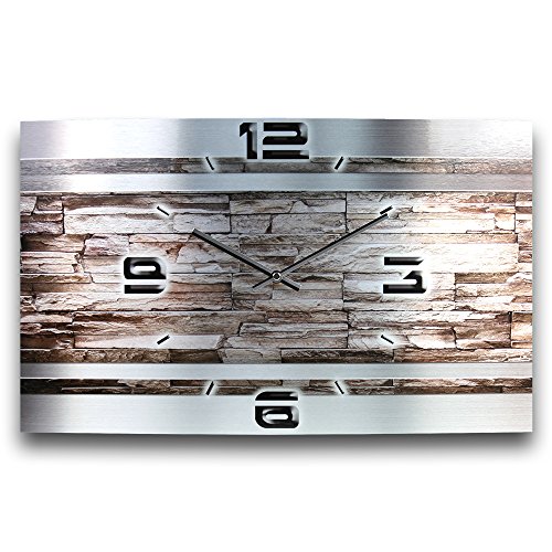 Kreative Feder „Abstrakt“ - Designer-Wanduhr aus gebürstetem Aluminium Größe 50x30cm mit leisem Uhrwerk wahlweise Funk oder Quarz (Stein Metallic, leises Funkuhrwerk) Kreative Feder „Abstrakt“ - Designer-Wanduhr aus gebürstetem Aluminium Größe 50x30cm mit leisem Uhrwerk wahlweise Funk oder Quarz (Stein Metallic, leises Funkuhrwerk) von Kreative Feder