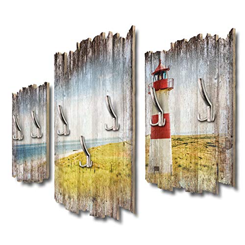 Kreative Feder Strandpanorama Leuchtturm Designer Wandgarderobe Flurgarderobe Wandpaneele 95 x 60 cm aus MDF DTGH101 von Kreative Feder