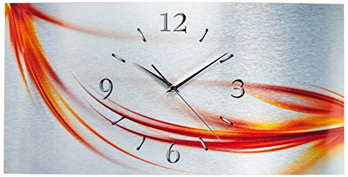 Kreative Feder 3D Designer-Wanduhr Abstrakt aus gebürstetem Aluminium Größe 50x25cm Farbe Silber-orange von Kreative Feder