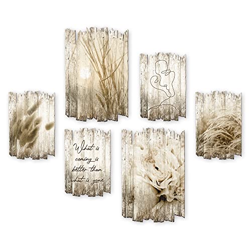 Kreative Feder WANDBILD „Gräser“ 6-teiliges Bilder-Set aus Holz mit Spruch und Motiv von Kreative Feder