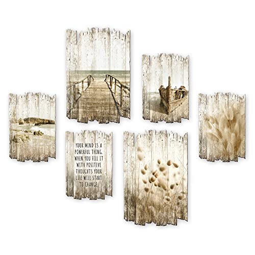 Kreative Feder WANDBILD „Meer“ 6-teiliges Bilder-Set aus Holz mit Spruch und Motiv von Kreative Feder