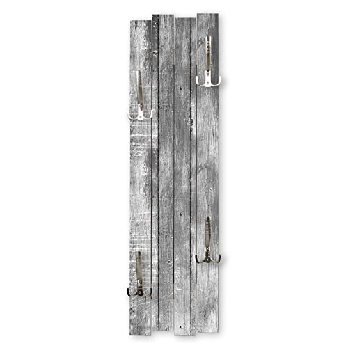 Kreative Feder Wand-Garderobe Altes Holz grau Shabby-Chic Vintage ca. 100x30cm mit vier Haken von Kreative Feder