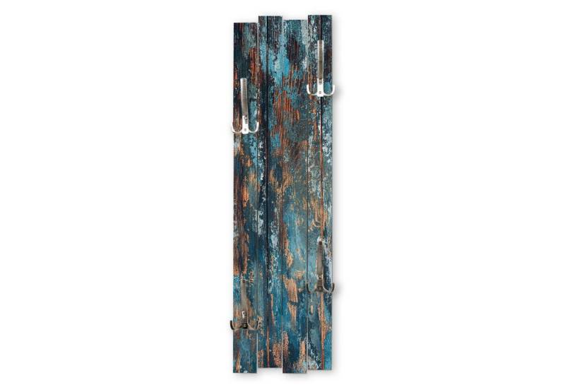Kreative Feder Wandgarderobe Wand-Garderobe „Altes Holz Blau“ aus Holz, Shabby-Chic, ca. 100 x 30 cm, mit 4 Haken, außergewöhnlich, modern von Kreative Feder
