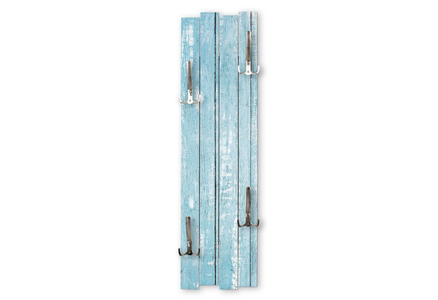 Kreative Feder Wandgarderobe Wand-Garderobe „Altes Holz Hellblau“ aus Holz, Shabby-Chic, ca. 100 x 30 cm, mit 4 Haken, außergewöhnlich, modern von Kreative Feder