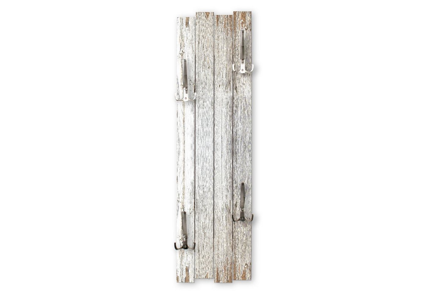 Kreative Feder Wandgarderobe Wand-Garderobe „Altes Holz Weiß“ aus Holz, Shabby-Chic, ca. 100 x 30 cm, mit 4 Haken, außergewöhnlich, modern von Kreative Feder