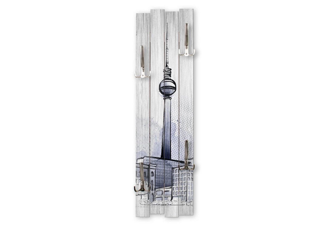 Kreative Feder Wandgarderobe Wand-Garderobe „Berlin“ aus Holz, Shabby-Chic, ca. 100 x 30 cm, mit 4 Haken, außergewöhnlich, modern von Kreative Feder