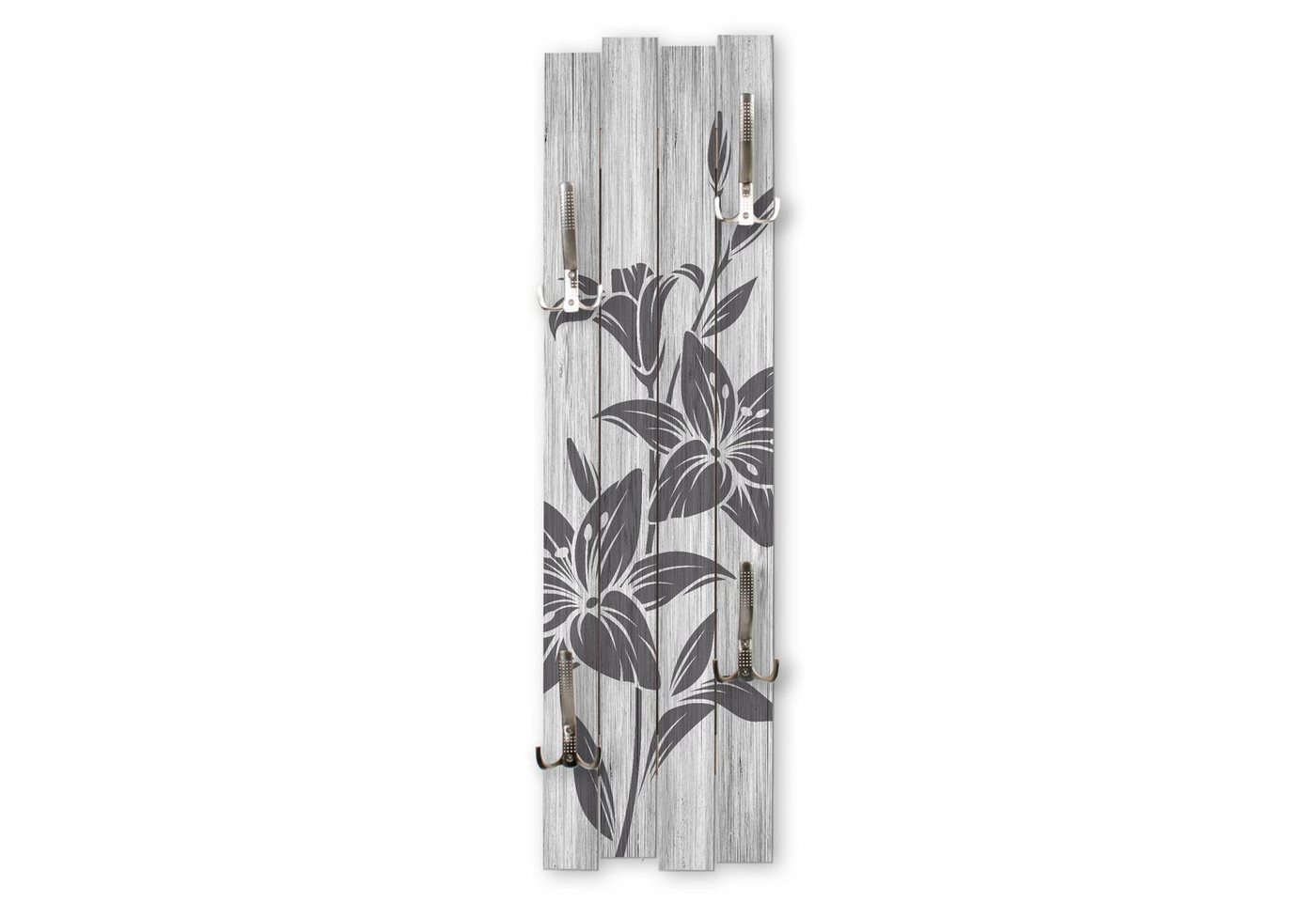 Kreative Feder Wandgarderobe Wand-Garderobe „Blüten“ aus Holz, Shabby-Chic, ca. 100 x 30 cm, mit 4 Haken, außergewöhnlich, modern von Kreative Feder