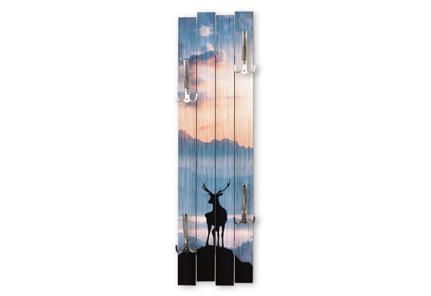 Kreative Feder Wandgarderobe Wand-Garderobe „Hirsch“ aus Holz, Shabby-Chic, ca. 100 x 30 cm, mit 4 Haken, außergewöhnlich, modern von Kreative Feder