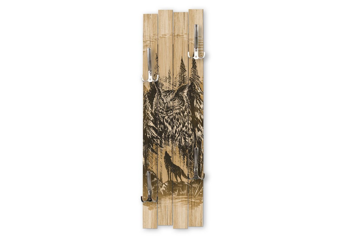Kreative Feder Wandgarderobe Wand-Garderobe „Wildnis“ aus Holz, Shabby-Chic, ca. 100 x 30 cm, mit 4 Haken, außergewöhnlich, modern von Kreative Feder