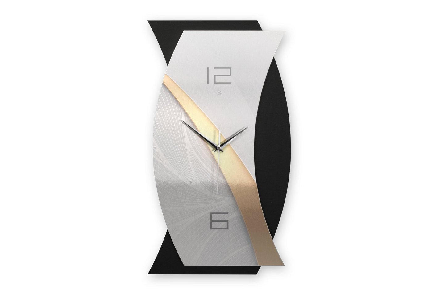 Kreative Feder Wanduhr 3D Designer-WANDUHR Gold & Silver (Funkuhr oder Quarzuhr in modernem Metallic-Look) von Kreative Feder