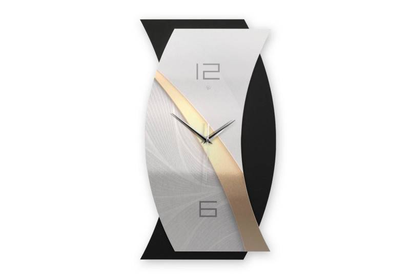 Kreative Feder Wanduhr 3D Designer-WANDUHR Gold & Silver (Funkuhr oder Quarzuhr in modernem Metallic-Look) von Kreative Feder
