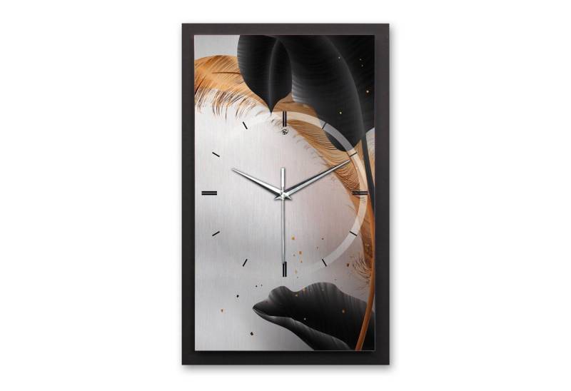 Kreative Feder Wanduhr 3D Designer-Wanduhr Black Leaves (ohne Ticken, Funk- oder Quarzuhrwerk, elegant, außergewöhnlich, modern) von Kreative Feder