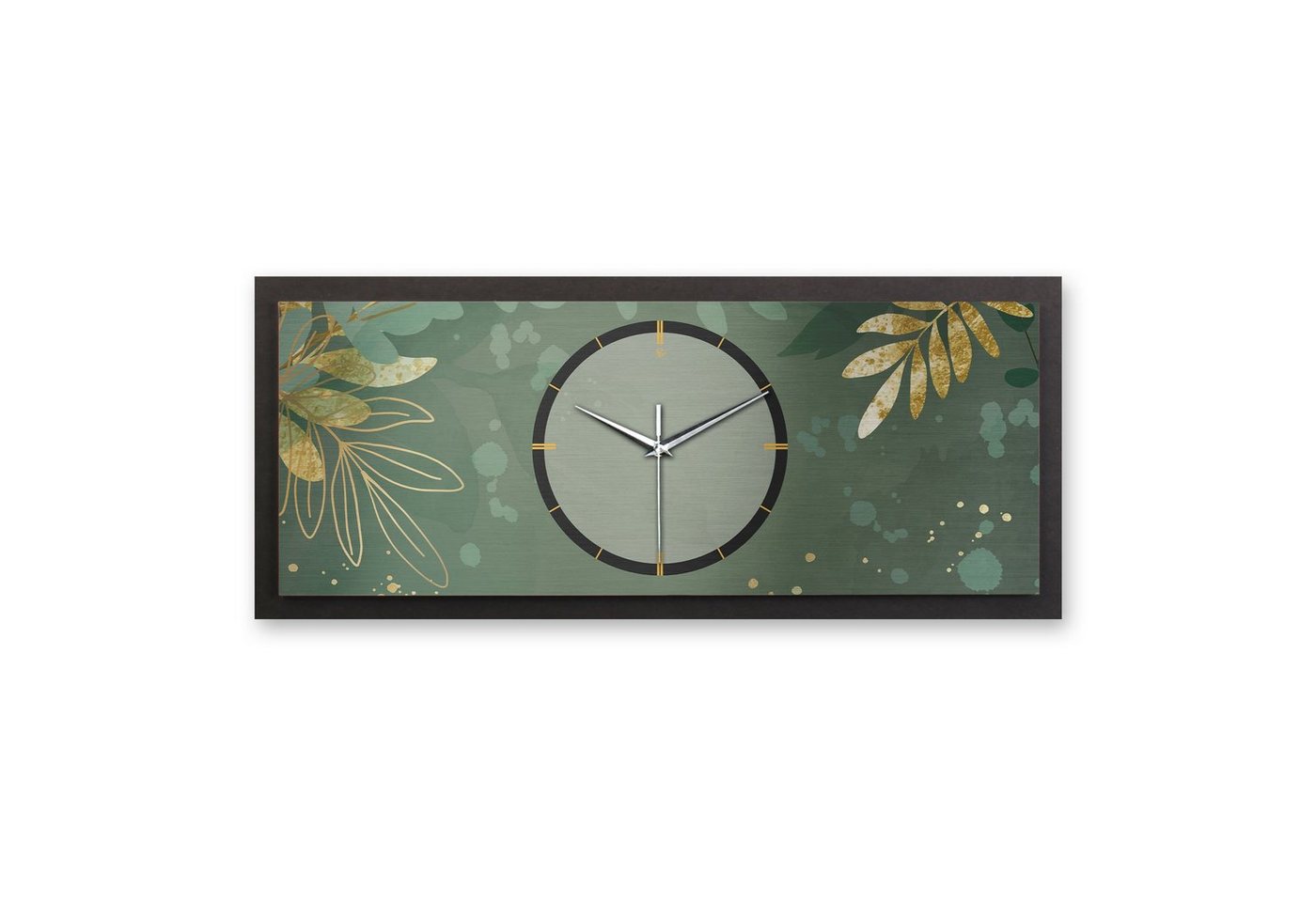 Kreative Feder Wanduhr 3D Designer-Wanduhr Green & Gold (ohne Ticken, Funk- oder Quarzuhrwerk, elegant, außergewöhnlich, modern) von Kreative Feder