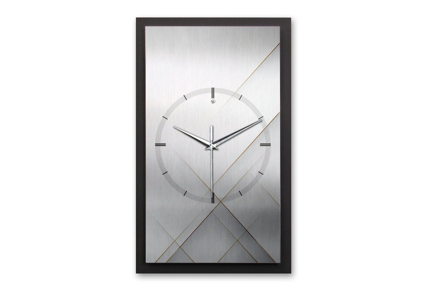 Kreative Feder Wanduhr 3D Designer-Wanduhr Silver & Lines (ohne Ticken, Funk- oder Quarzuhrwerk, elegant, außergewöhnlich, modern) von Kreative Feder