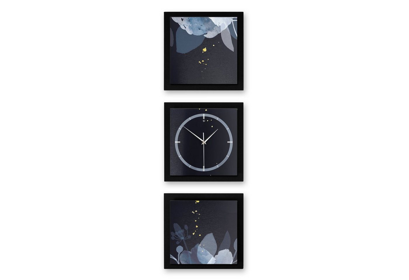 Kreative Feder Wanduhr Blue Flowers (ohne Ticken, Funk- oder Quarzuhrwerk, elegant, außergewöhnlich, modern) von Kreative Feder