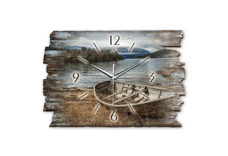Kreative Feder Wanduhr Design-Wanduhr „Boot“ aus Holz im Shabby Style Design (ohne Ticken, flüsterleises Uhrwerk, außergewöhnlich, modern) von Kreative Feder