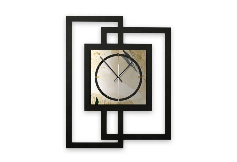 Kreative Feder Wanduhr Design-Wanduhr „Elegant Leaves“ in modernem Metallic-Look (ohne Ticken, Funk- oder Quarzuhrwerk, elegant, außergewöhnlich, modern) von Kreative Feder