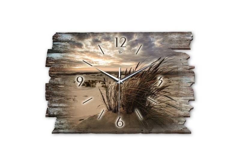 Kreative Feder Wanduhr Design-Wanduhr „Sandstrand“ aus Holz im Shabby Style Design (ohne Ticken, flüsterleises Uhrwerk, außergewöhnlich, modern) von Kreative Feder