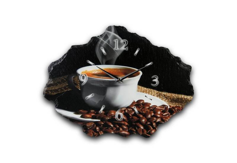Kreative Feder Wanduhr Design-Wanduhr aus Stein (Beton) „Kaffee“ (Funk- oder Quarzuhrwerk, ohne Ticken, elegant, außergewöhnlich, modern) von Kreative Feder