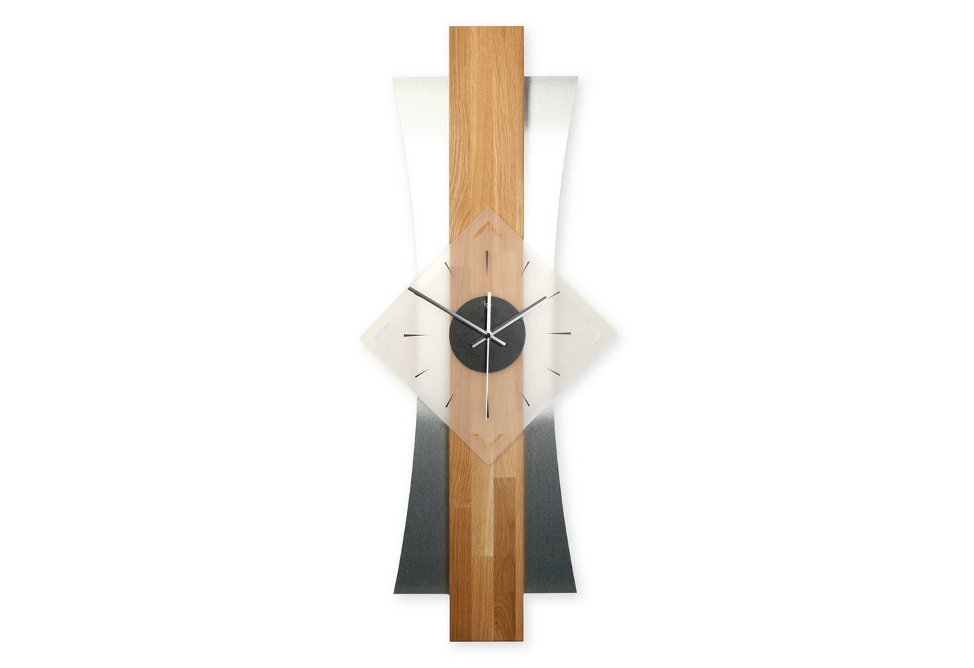Kreative Feder Wanduhr Designer-WANDUHR aus hochwertigem Massivholz mit Metallic-Look (ohne Ticken, Funk- oder Quarzuhrwerk, elegant, außergewöhnlich, modern) von Kreative Feder
