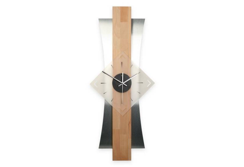 Kreative Feder Wanduhr Designer-WANDUHR aus hochwertigem Massivholz mit Metallic-Look (ohne Ticken, Funk- oder Quarzuhrwerk, elegant, außergewöhnlich, modern) von Kreative Feder
