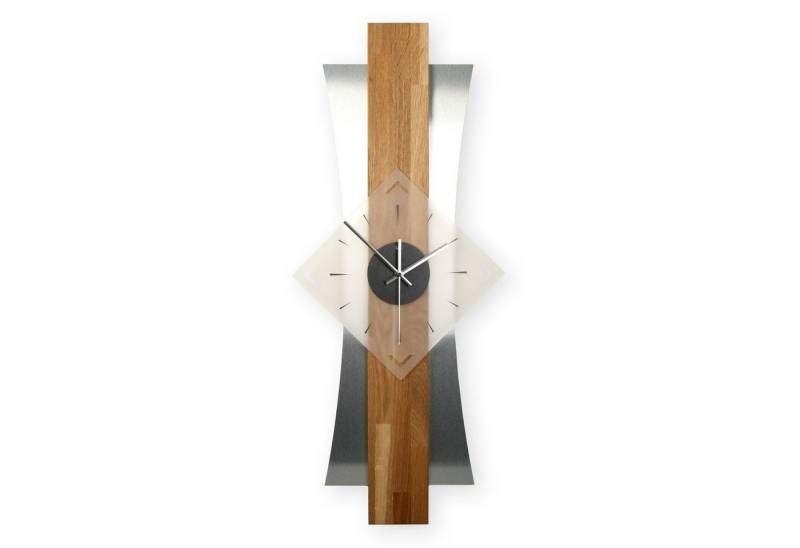 Kreative Feder Wanduhr Designer-WANDUHR aus hochwertigem Massivholz mit Metallic-Look (ohne Ticken, Funk- oder Quarzuhrwerk, elegant, außergewöhnlich, modern) von Kreative Feder