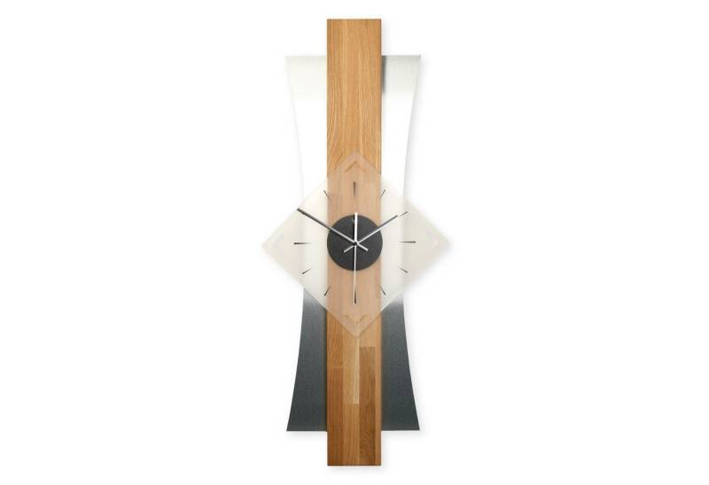 Kreative Feder Wanduhr Designer-WANDUHR aus hochwertigem Massivholz mit Metallic-Look (ohne Ticken, Funk- oder Quarzuhrwerk, elegant, außergewöhnlich, modern) von Kreative Feder