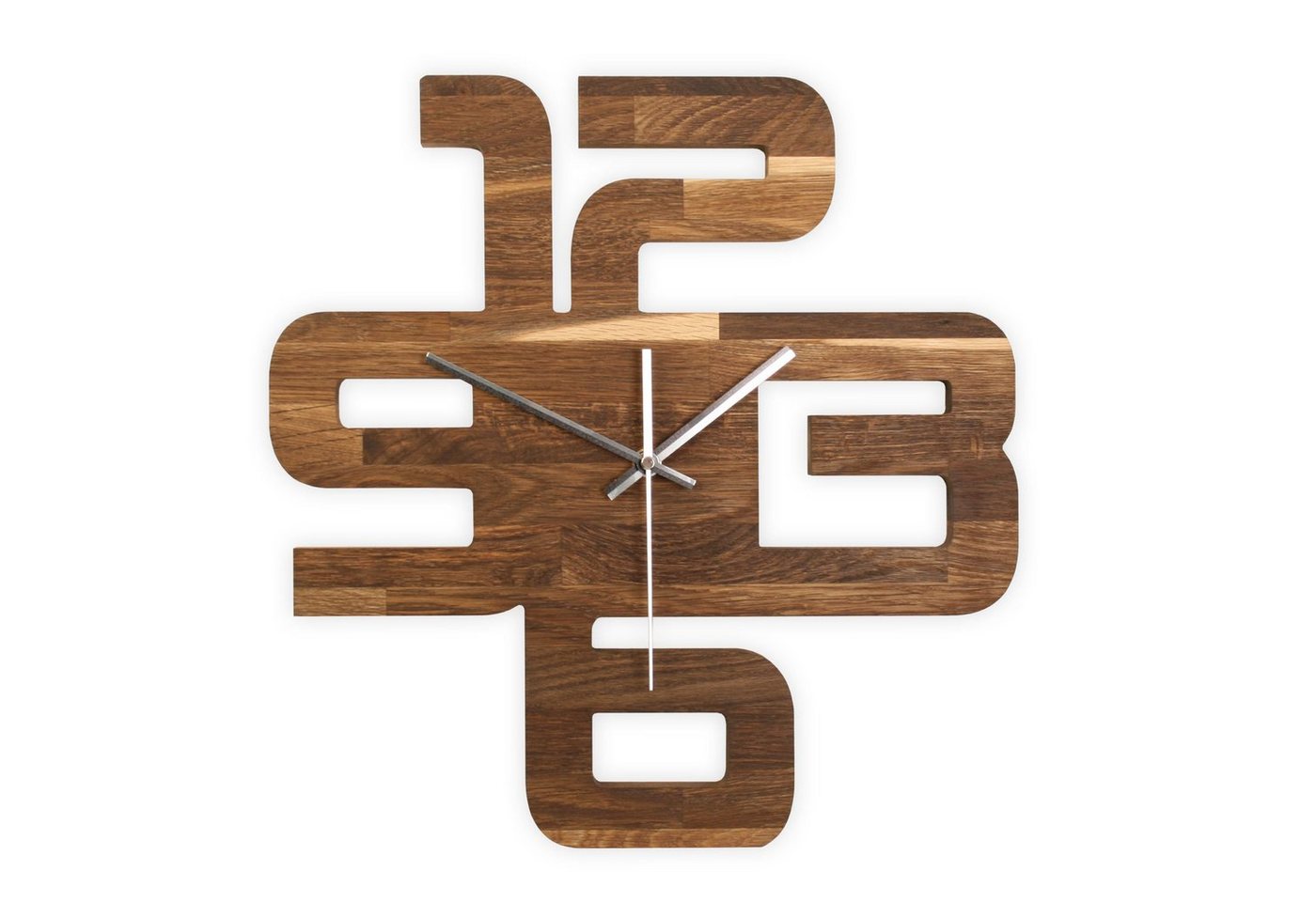 Kreative Feder Wanduhr Designer-Wanduhr „Time“ aus hochwertigem Echtholz (ohne Ticken, Funk- oder Quarzuhrwerk, elegant, außergewöhnlich, modern) von Kreative Feder