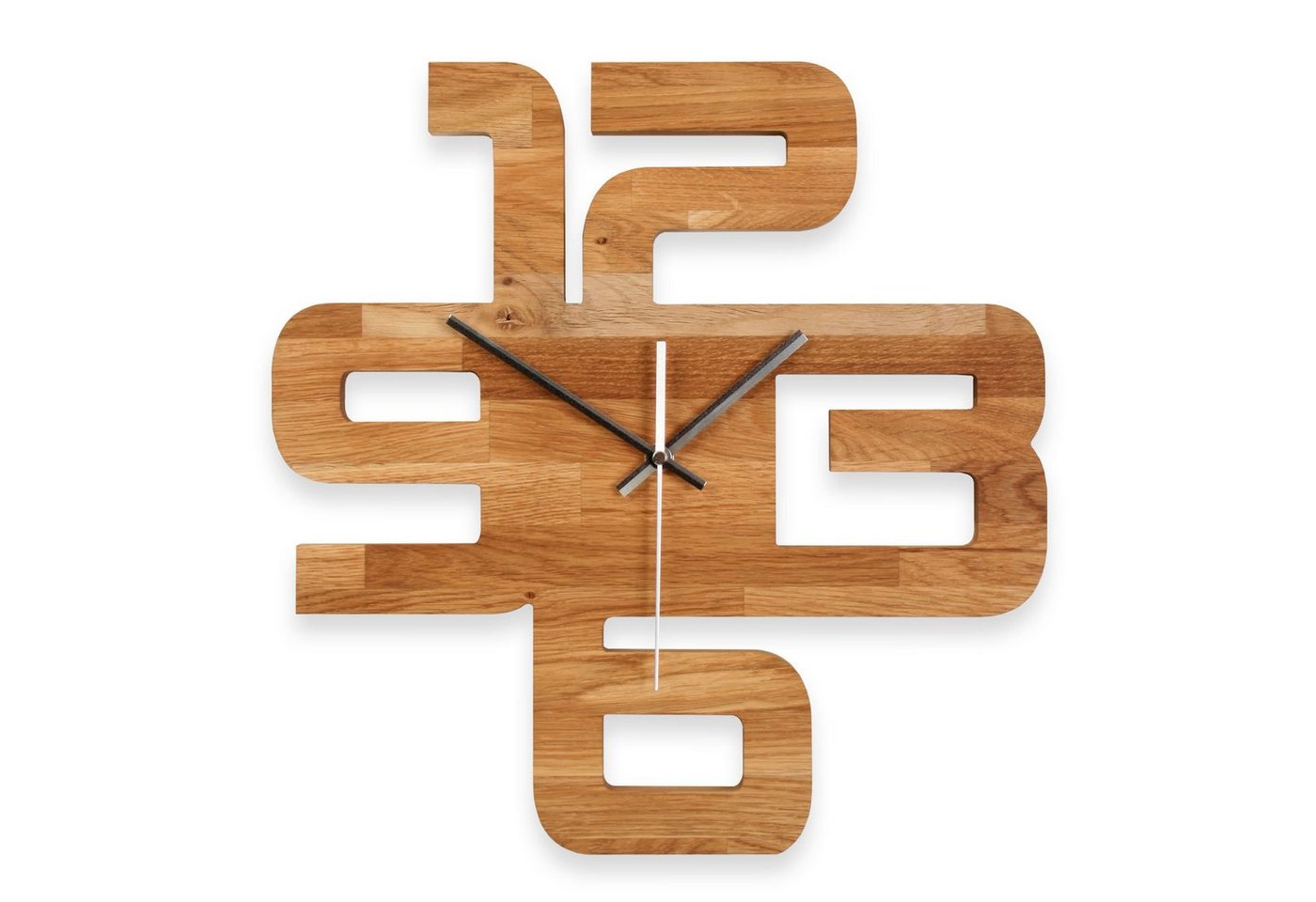 Kreative Feder Wanduhr Designer-Wanduhr „Time“ aus hochwertigem Echtholz (ohne Ticken, Funk- oder Quarzuhrwerk, elegant, außergewöhnlich, modern) von Kreative Feder